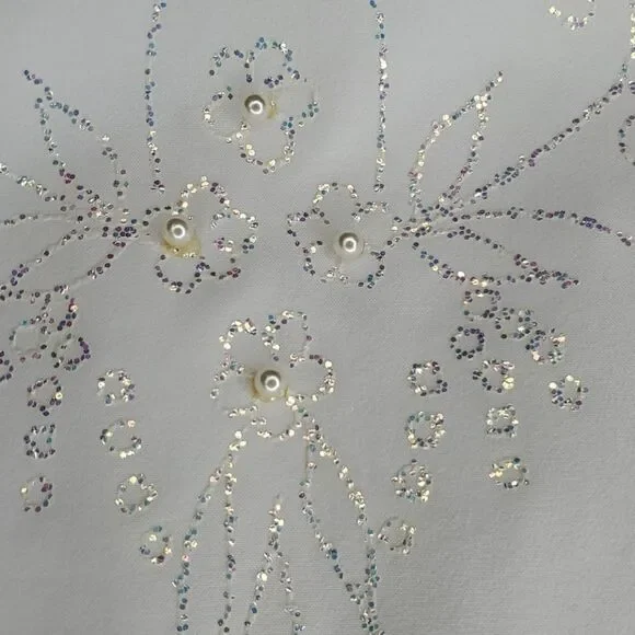 Vintage White Embellished Front Blouse L - Picture 5 of 7